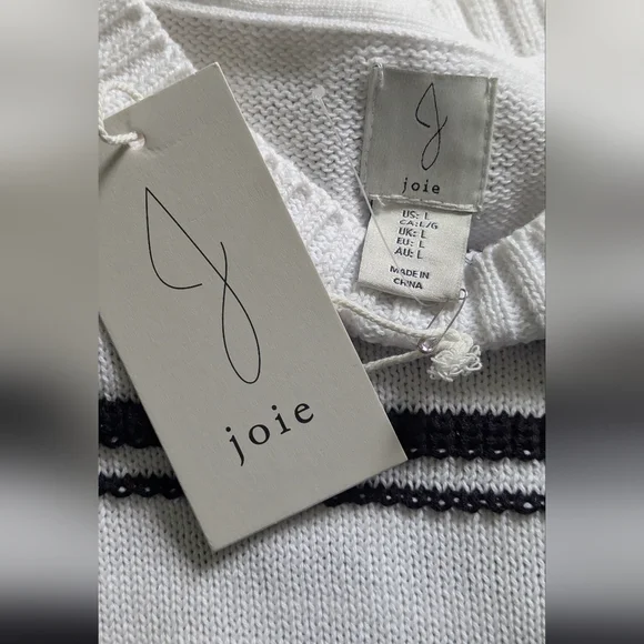Joie Large Black & White Crew Neck Sweater Stripes Brand New With Tags - Picture 2 of 12